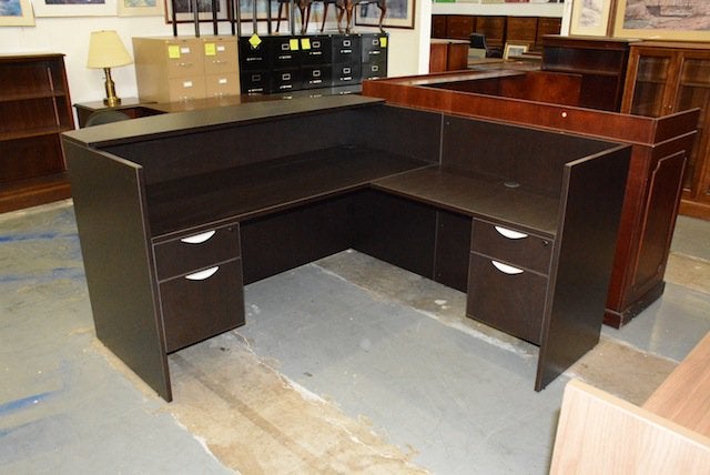 OSP Brand Reception Desk in A Rich Espresso Finish