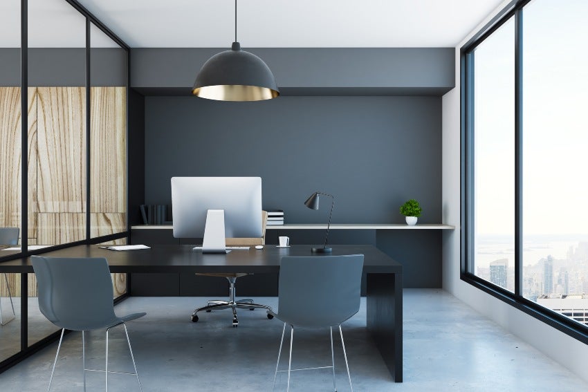 Stylish office interior in Houston, TX, showcasing desk styles