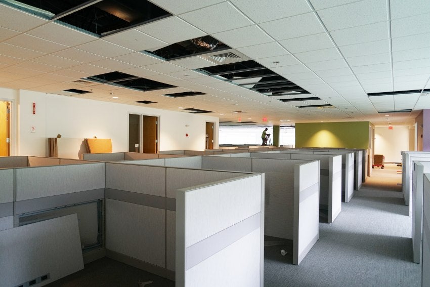 Office cubicle furniture installation by Corporate Liquidators in Houston, TX
